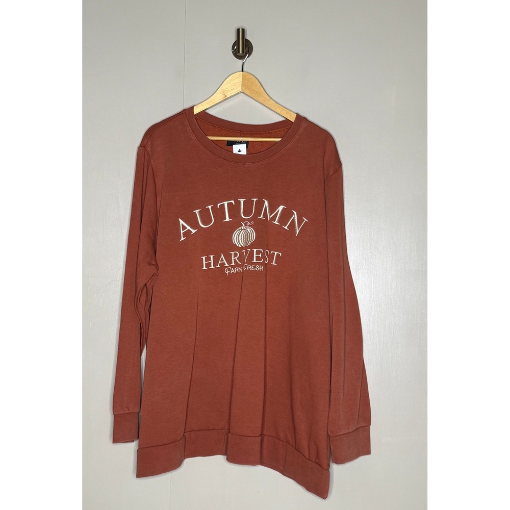Lane Bryant Autumn Harvest Pumpkin Graphic Sweatshirt Rust Orange 22/24 NWT